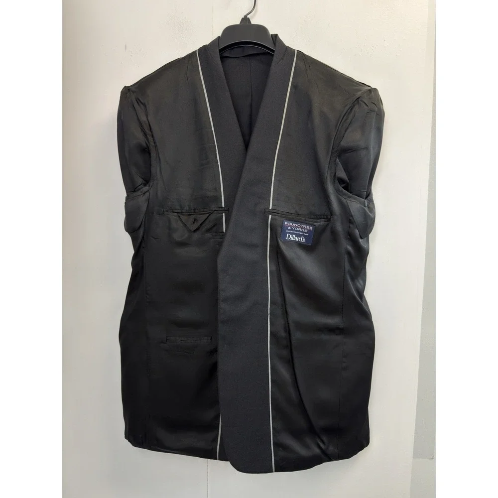 Roundtree & Yorke Men's 42R Jacket Blazer Worsted‎ Wool Navy Blue Twill Vented
